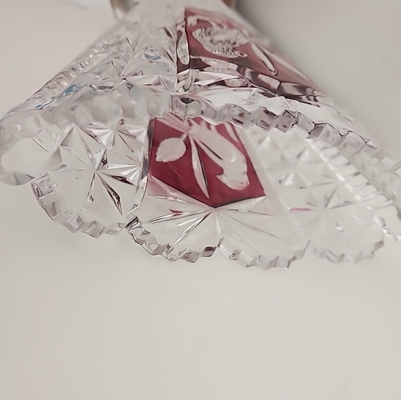 Hofbauer Collection echt bleikrostal Crystal Fan Vase, Ruby Red & Clear, 9" - Picture 2 of 13